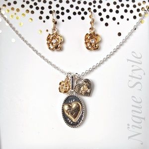 Mom Charm Necklace Earring Set - Mothers Day Gift